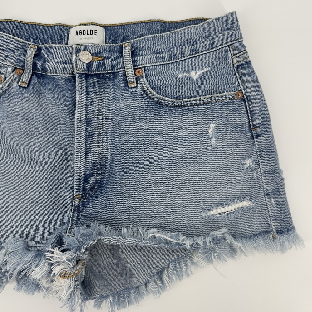 Agolde Parker Vintage Cut Off Shorts Swappeet Distressed High Rise 29 Rigid Boho - Picture 11 of 12